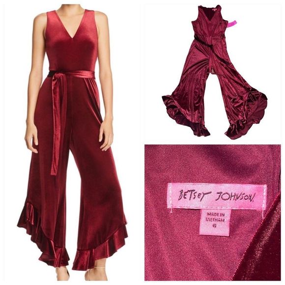 Betsey Johnson Pants - Betsey Johnson Velvet Flare Leg Jumpsuit